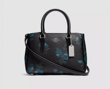 Load image into Gallery viewer, Coach Leather Crossbody Surrey Carryall Victorian Black Floral - Leather