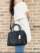 Load image into Gallery viewer, Coach Leather Crossbody Surrey Carryall Victorian Black Floral - Leather