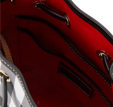 Load image into Gallery viewer, Dooney & Bourke Coated Cotton Tucker Small Drawstring - Black & White NEW