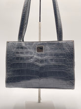 Load image into Gallery viewer, Dooney & Bourke Black Leather Shoulder Bag - Crocodile Pattern