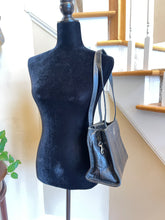 Load image into Gallery viewer, Dooney & Bourke Black Leather Shoulder Bag - Crocodile Pattern