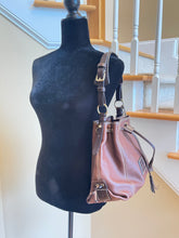 Load image into Gallery viewer, Dooney & Bourke Drawstring Shoulder Bag in Pebble Brown Leather