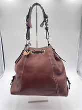 Load image into Gallery viewer, Dooney & Bourke Drawstring Shoulder Bag in Pebble Brown Leather