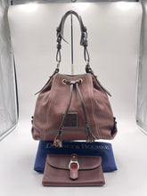 Load image into Gallery viewer, Dooney & Bourke Drawstring Shoulder Bag in Pebble Brown Leather
