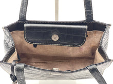 Load image into Gallery viewer, Dooney & Bourke Black Leather Shoulder Bag - Crocodile Pattern