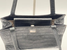 Load image into Gallery viewer, Dooney & Bourke Black Leather Shoulder Bag - Crocodile Pattern