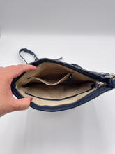 Load image into Gallery viewer, Kate Spade Crossbody Bag in Pebble Leather - Navy Blue & White Stripe Pre-Loved