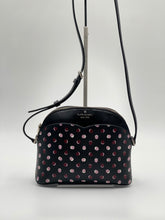 Load image into Gallery viewer, Kate Spade Dome Crossbody Bag in Pebble Leather - Black/Burgundy Pattern