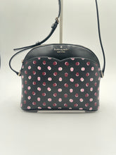 Load image into Gallery viewer, Kate Spade Dome Crossbody Bag in Pebble Leather - Black/Burgundy Pattern