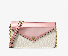 Load image into Gallery viewer, Michael Kors Beige and Pink Crossbody bag - Logo-print canvas. - front