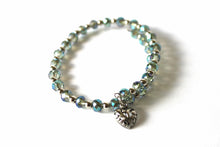 Load image into Gallery viewer, Blue/Heart Czech Crystals/Glass hand-crafted bracelets (Multiple styles/color options available). Adorned with silver or gold charms BGMW9-5