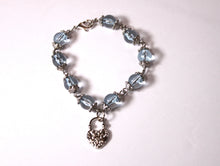 Load image into Gallery viewer, blue/heart key Czech Crystals/Glass hand-crafted bracelets (Multiple styles/color options available). Bracelets adorned with silver or gold charms. BGMB21-1