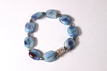Load image into Gallery viewer, blue/silver 6.0" Czech Crystals/Glass hand-crafted bracelets (Multiple styles/color options available). Bracelets adorned with silver or gold charms. BGMB21-4
