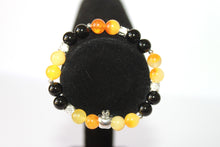 Load image into Gallery viewer, Citrin/Black Obsidian - 7" GENUINE Natural Stones/Healing Crystals, hand-crafted bracelets (Citrine, Pink Agate, Blue Sodalite, Black Obsidian, Amethyst). BGYB6-5
