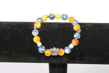 Load image into Gallery viewer, Citrin/Blue Sodalite w/crown - 7" GENUINE Natural Stones/Healing Crystals, hand-crafted bracelets (Citrine, Pink Agate, Blue Sodalite, Black Obsidian, Amethyst). BGYB6-2