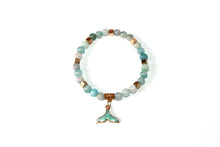 Load image into Gallery viewer, GENUINE Natural Stones/Healing Crystals, hand-crafted bracelets (Green and blue agate, white labradorite, green jade).