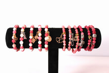 Load image into Gallery viewer, GENUINE Natural Stones/Healing Crystals, hand-crafted bracelets (Pink Agate/color options). Adorned with silver or gold charms.