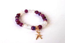 Load image into Gallery viewer, GENUINE Natural Stones/Healing Crystals, hand-crafted bracelets (purple amethyst, pink agate, white quartz).