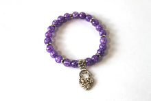 Load image into Gallery viewer, GENUINE Natural Stones/Healing Crystals, hand-crafted bracelets (purple amethyst, purple crystal, purple agate, white quartz).