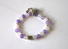 Load image into Gallery viewer, GENUINE Natural Stones/Healing Crystals, hand-crafted bracelets (purple amethyst, purple crystal, purple agate, white quartz).