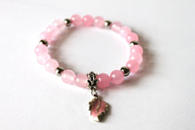 Load image into Gallery viewer, GENUINE Natural Stones/Healing Crystals, hand-crafted bracelets  (Rose and dark rose quartz). Adorned with silver or gold charms