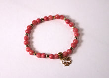 Load image into Gallery viewer, gold lucky charm GENUINE Natural Stones/Healing Crystals, hand-crafted bracelets (Pink Agate/various style options). Adorned with silver or gold charms. BGPB19-3