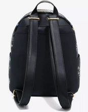 Load image into Gallery viewer, Harry Potter Mini Backpack with Hogwarts Icons and Black Floral - back