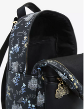 Load image into Gallery viewer, Harry Potter Mini Backpack with Hogwarts Icons and Black Floral - inside