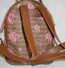 Load image into Gallery viewer, Juicy Couture MIni Backpack Brown with Pink Roses and separate removable pouch- back