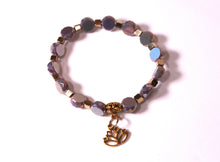 Load image into Gallery viewer, lavendar lotus Czech Crystals/Glass hand-crafted bracelets (Multiple styles/color options available). Bracelets adorned with silver or gold charms. BGMB21-3