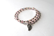 Load image into Gallery viewer, Pink/Leaf 2 Czech Crystals/Glass hand-crafted bracelets (Multiple styles/color options available). Adorned with silver or gold charms BGMW9-3