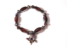 Load image into Gallery viewer, purple/butterfly 6" Czech Crystals/Glass hand-crafted bracelets (Multiple styles/color options available). Bracelets adorned with silver or gold charms. BGMB21-5