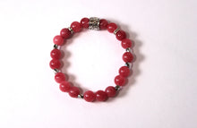 Load image into Gallery viewer, silver charm GENUINE Natural Stones/Healing Crystals, hand-crafted bracelets (Pink Agate/various style options). Adorned with silver or gold charms. BGPB19-6