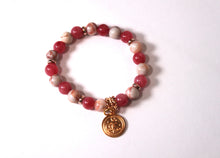 Load image into Gallery viewer, Tree of life2 GENUINE Natural Stones/Healing Crystals, hand-crafted bracelets (Pink Agate/color options). Adorned with silver or gold charms.