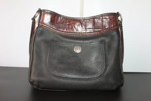 Load image into Gallery viewer, Brighton Shoulder Bag - Black and Brown Leather Handbag w/Silver Accents- Excellent Condition HB051