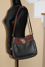 Load image into Gallery viewer, Brighton Shoulder Bag - Black and Brown Leather Handbag w/Silver Accents- Excellent Condition HB051
