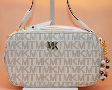 Load image into Gallery viewer, Crossbody Bag - Cream handbag with adjustable strap and pretty bag charm - gold elements HB061