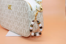 Load image into Gallery viewer, Crossbody Bag - Cream handbag with adjustable strap and pretty bag charm - gold elements HB061