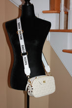 Load image into Gallery viewer, Crossbody Bag - Cream handbag with adjustable strap and pretty bag charm - gold elements HB061