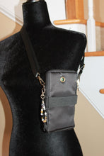 Load image into Gallery viewer, Crossbody Bag - Small black fashion handbag with adjustable strap and pretty bag charm HB055