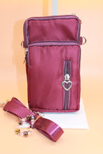 Load image into Gallery viewer, Crossbody Bag - Small burgundy fashion handbag with adjustable strap and pretty bag charm HB056