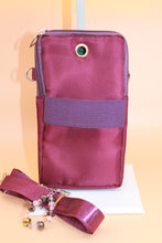 Load image into Gallery viewer, Crossbody Bag - Small burgundy fashion handbag with adjustable strap and pretty bag charm HB056