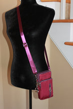 Load image into Gallery viewer, Crossbody Bag - Small burgundy fashion handbag with adjustable strap and pretty bag charm HB056
