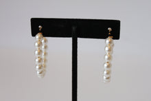 Load image into Gallery viewer, Earrings - Three gold earrings - pearl cluster and gold partial hoops JL109
