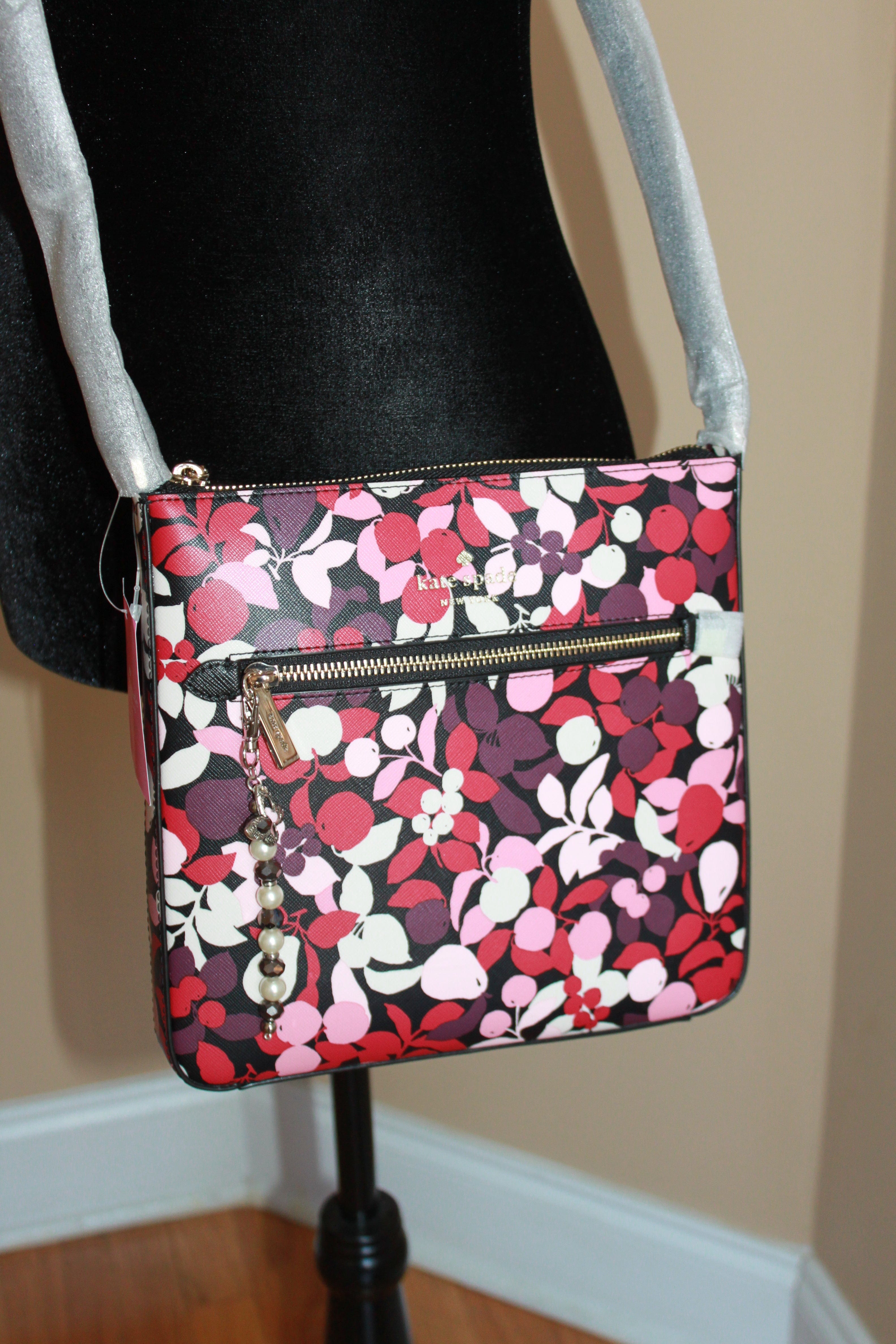 Kate Spade New York Cream & Pink Floral North South Leather