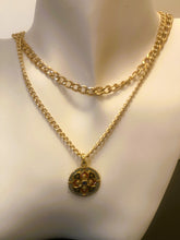 Load image into Gallery viewer, Necklace - 2-layered gold necklaces with beautiful multi-colored charm - 16" & 18" w/3" extension JL132