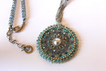 Load image into Gallery viewer, Necklace - Blue Crystal Cut with beads and silver accents - designed by Denis and Charles RUSH JL079