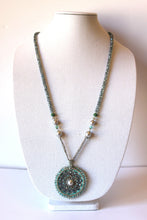 Load image into Gallery viewer, Necklace - Blue Crystal Cut with beads and silver accents - designed by Denis and Charles RUSH JL079