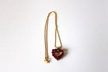 Load image into Gallery viewer, Necklace - Intricate red heart charm vintage pendant and gold chain with center CZ - 18" JL105
