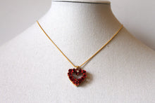 Load image into Gallery viewer, Necklace - Intricate red heart charm vintage pendant and gold chain with center CZ - 18" JL105
